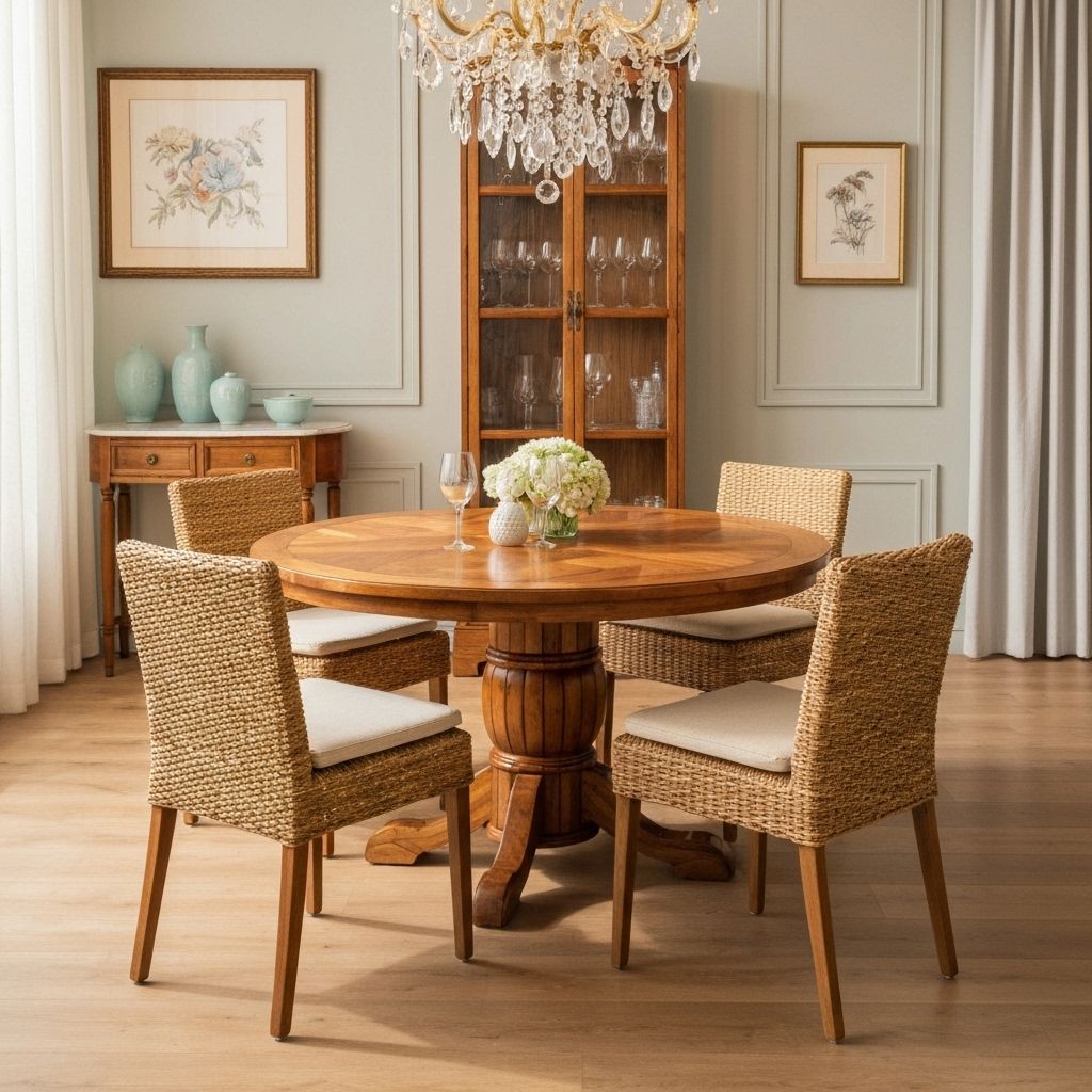 Round Parquet Dining Table