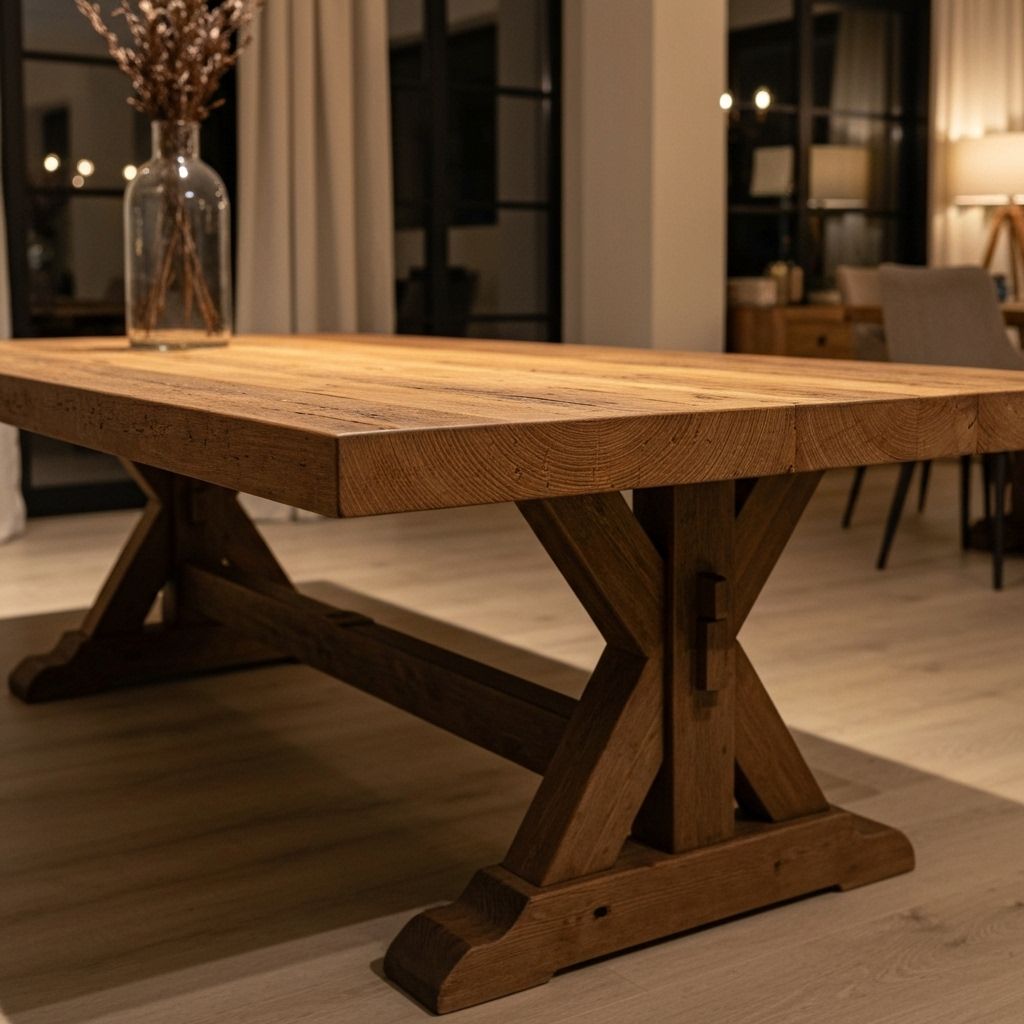 Rustic Trestle Dining Table